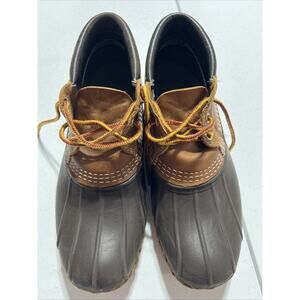 L. L. Bean Mens Sz 7 Duck Boots Maine Hunting Shoe Leather Rubber Brown Vintage